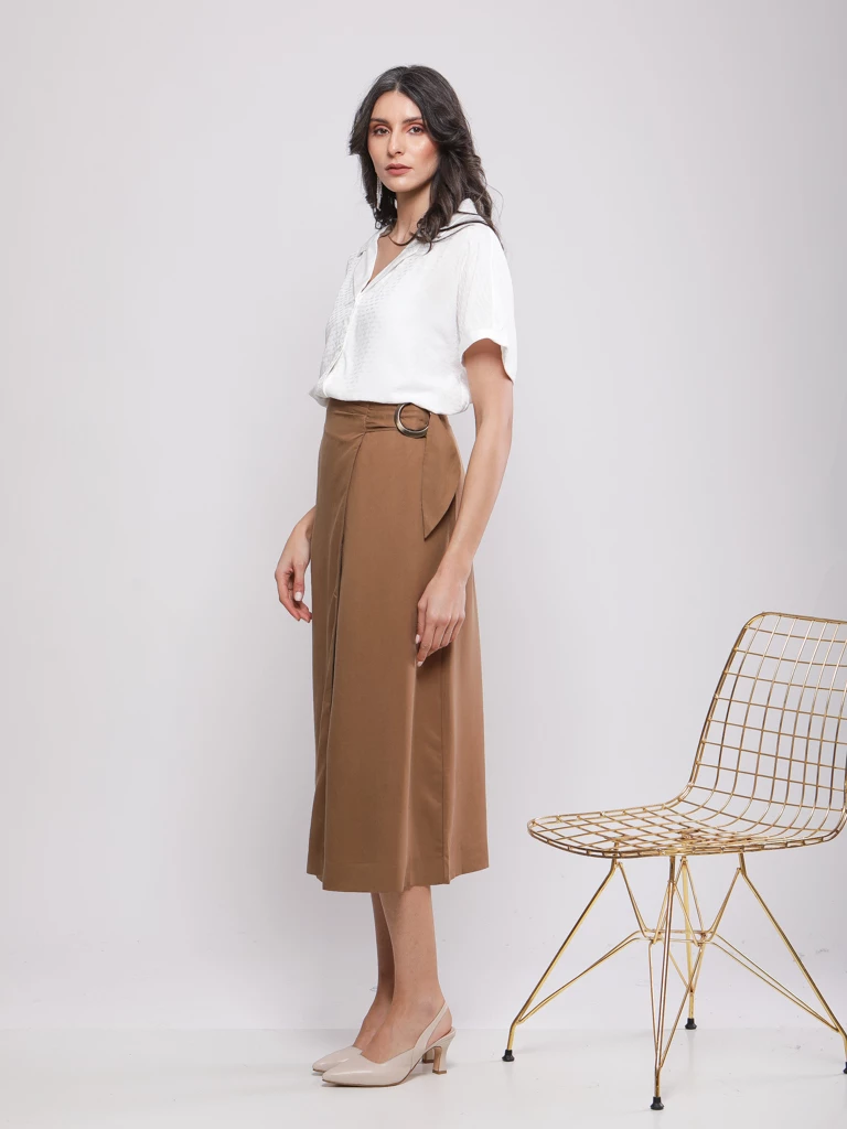 JUPE MIDI CROISÉE À BOUCLE