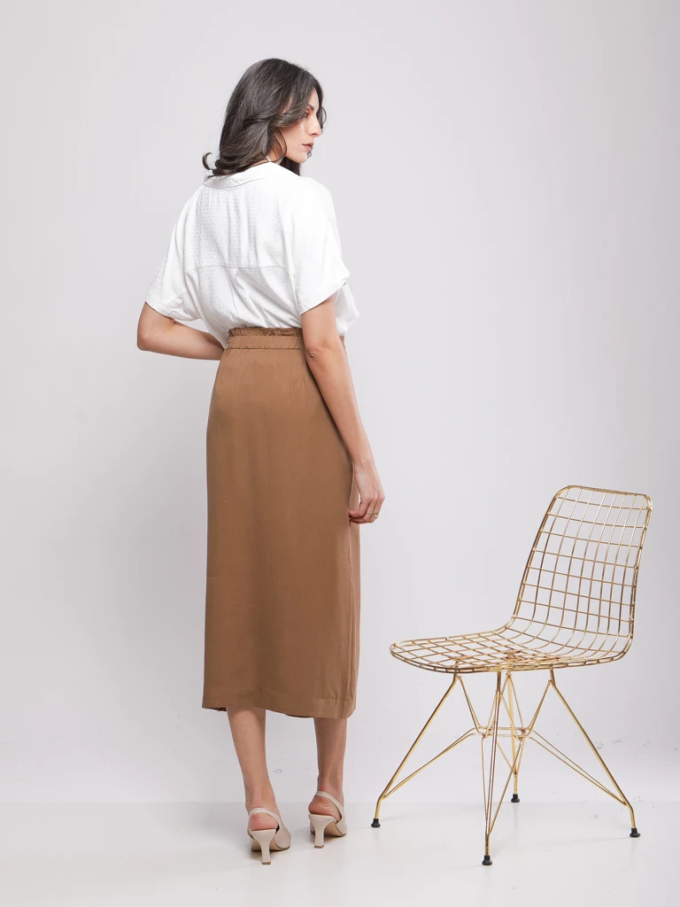 JUPE MIDI CROISÉE À BOUCLE