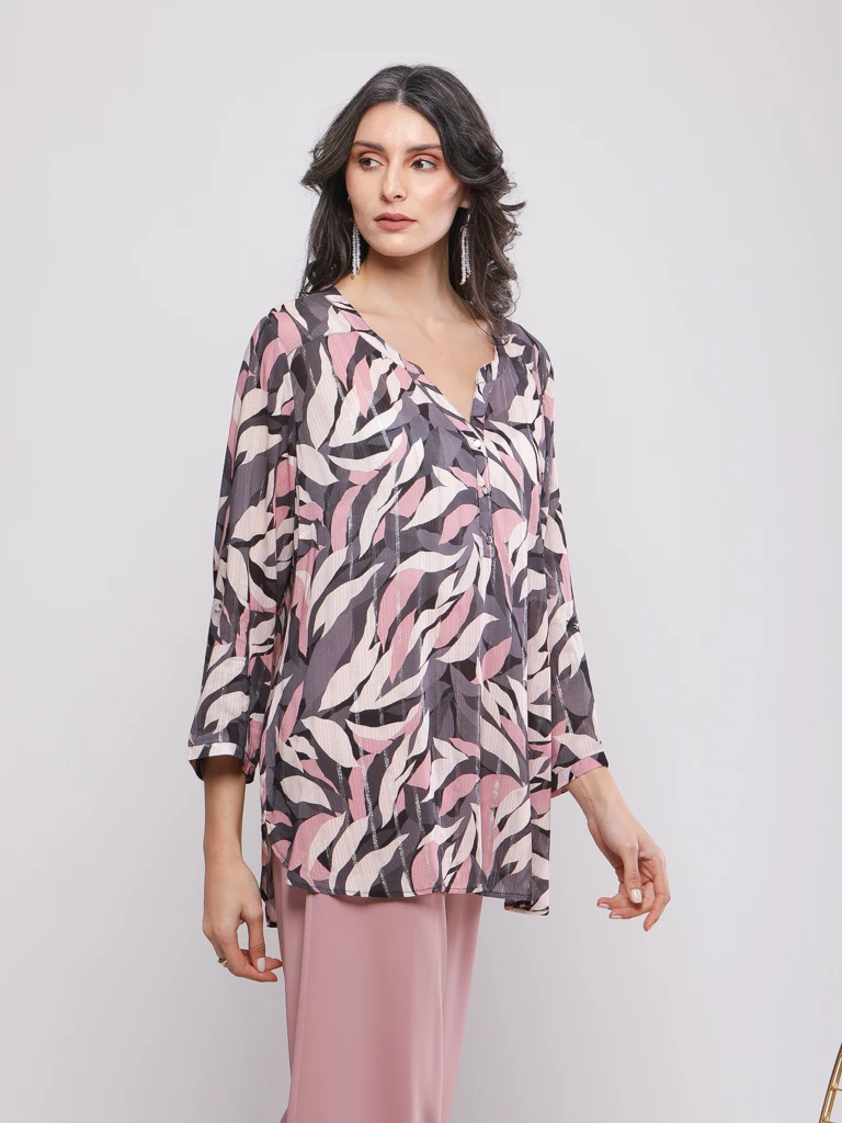 BLOUSE IMPRIME FILS METALISES