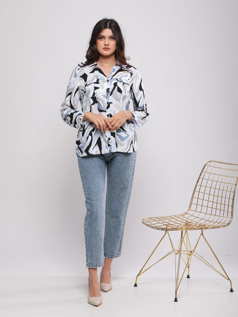 CHEMISE IMPRIMÉE À POCHES