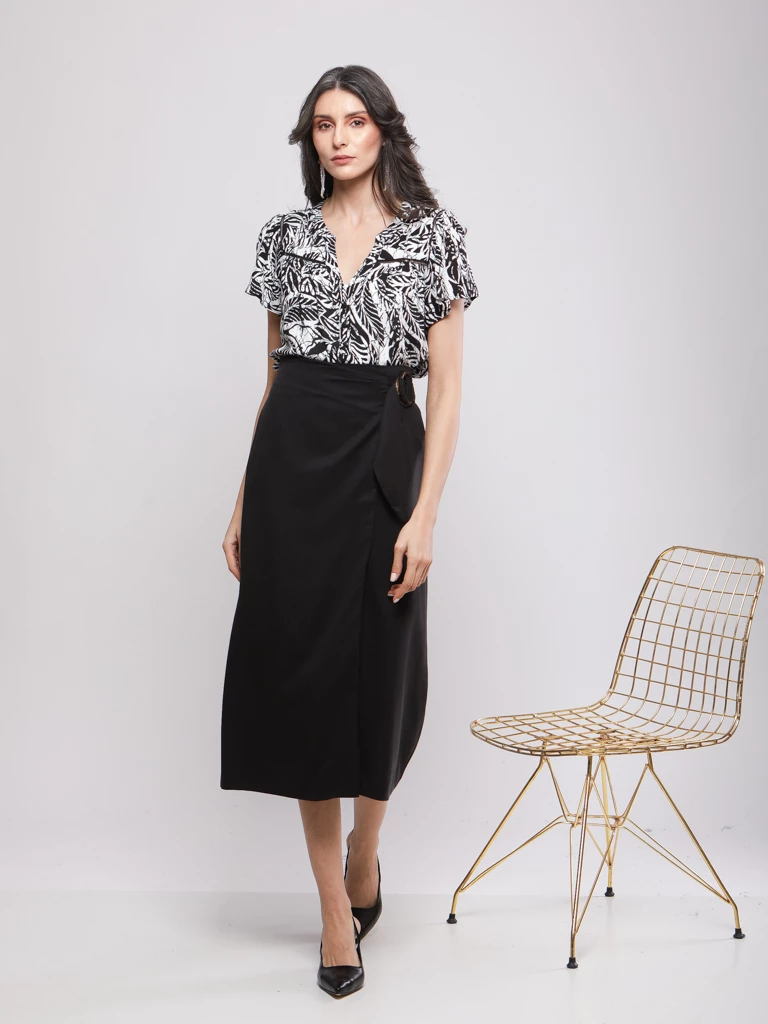 JUPE MIDI PAREO À BOUCLE