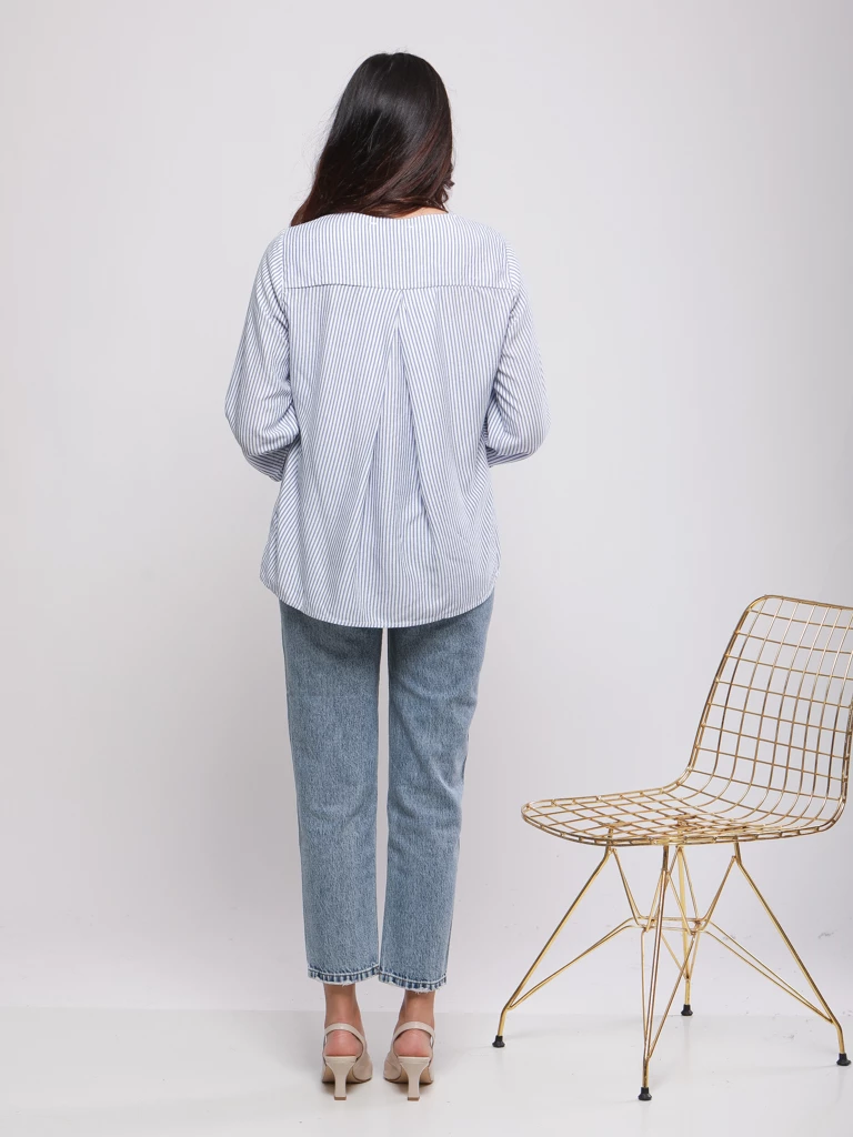 BLOUSE FLUIDE MANCHES 3/4 À RAYURES