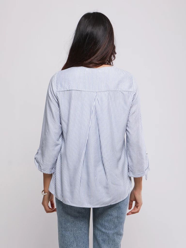 BLOUSE FLUIDE MANCHES 3/4 À RAYURES