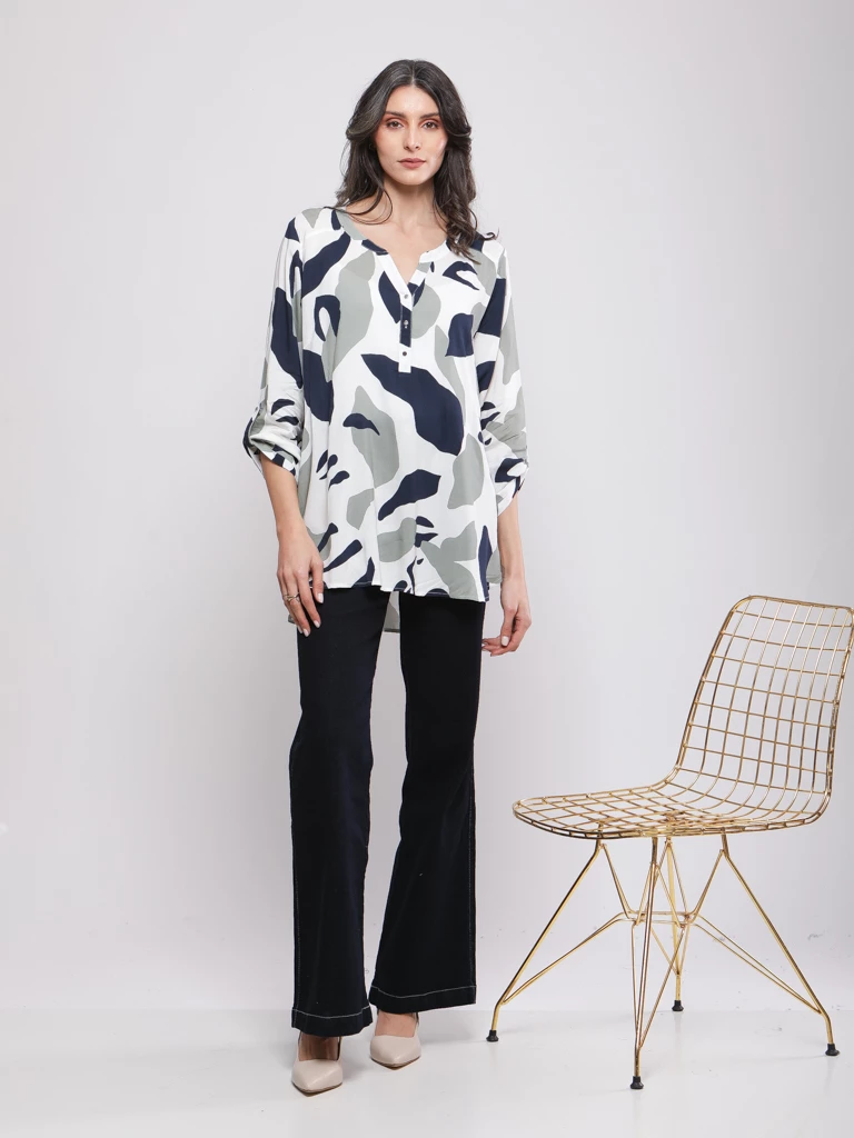 BLOUSE FLUIDE IMPRIMÉ FEUILLAGE