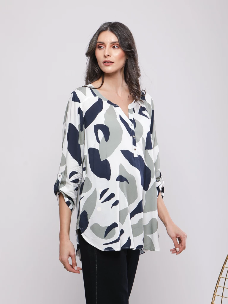 BLOUSE FLUIDE IMPRIMÉ FEUILLAGE