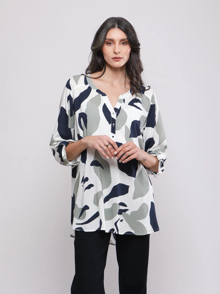 BLOUSE FLUIDE IMPRIMÉ FEUILLAGE