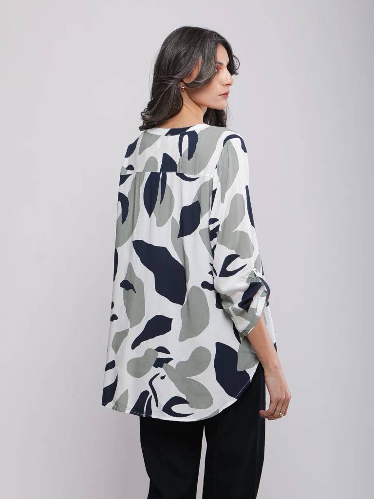 BLOUSE FLUIDE IMPRIMÉ FEUILLAGE