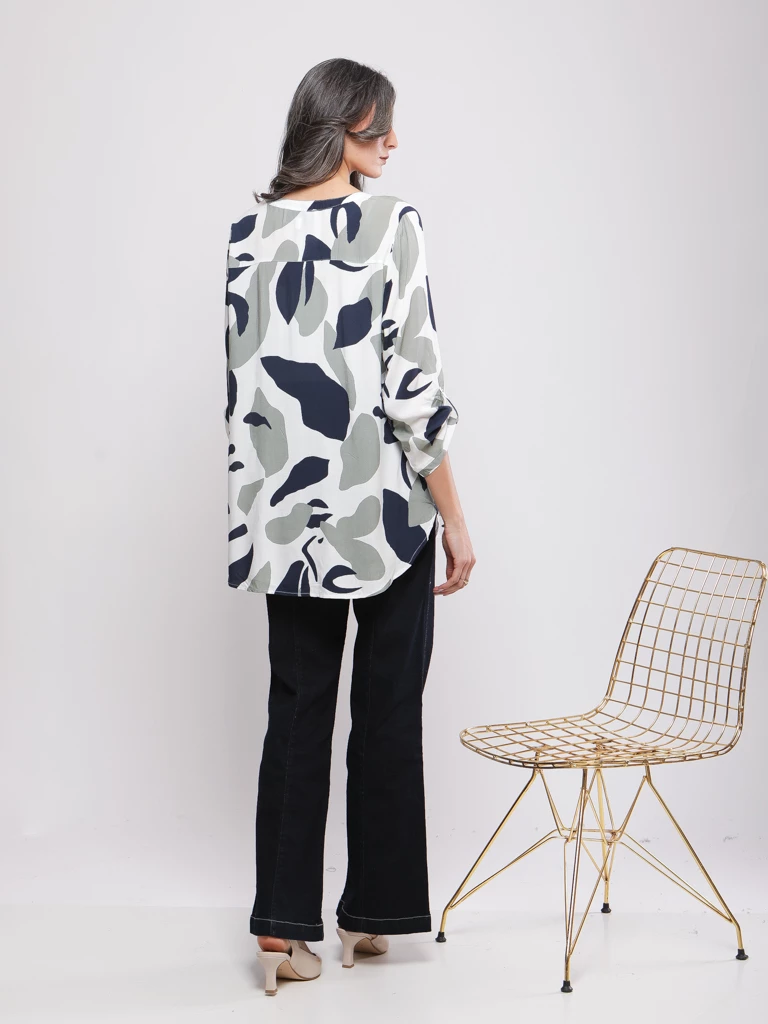 BLOUSE FLUIDE IMPRIMÉ FEUILLAGE