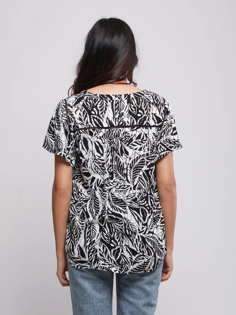 BLOUSE FLUIDE IMPRIMÉ TROPICAL