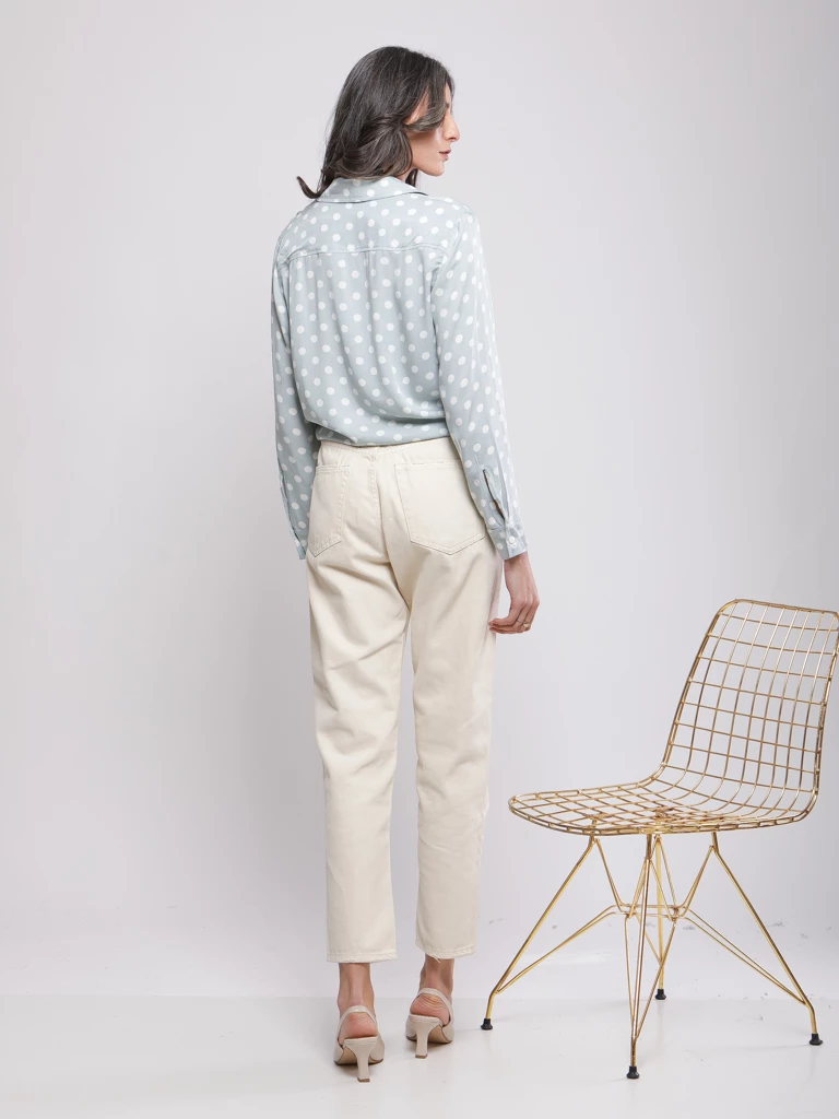 CHEMISE A POIS AVEC NŒUD A LA TAILLE