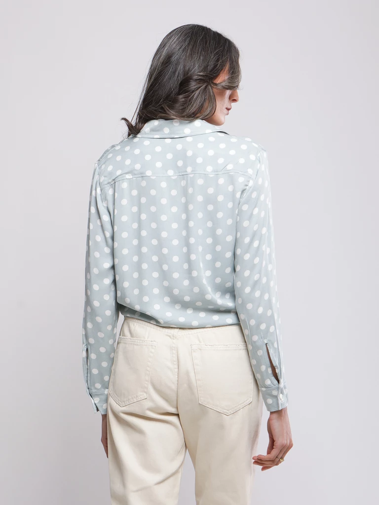 CHEMISE A POIS AVEC NŒUD A LA TAILLE