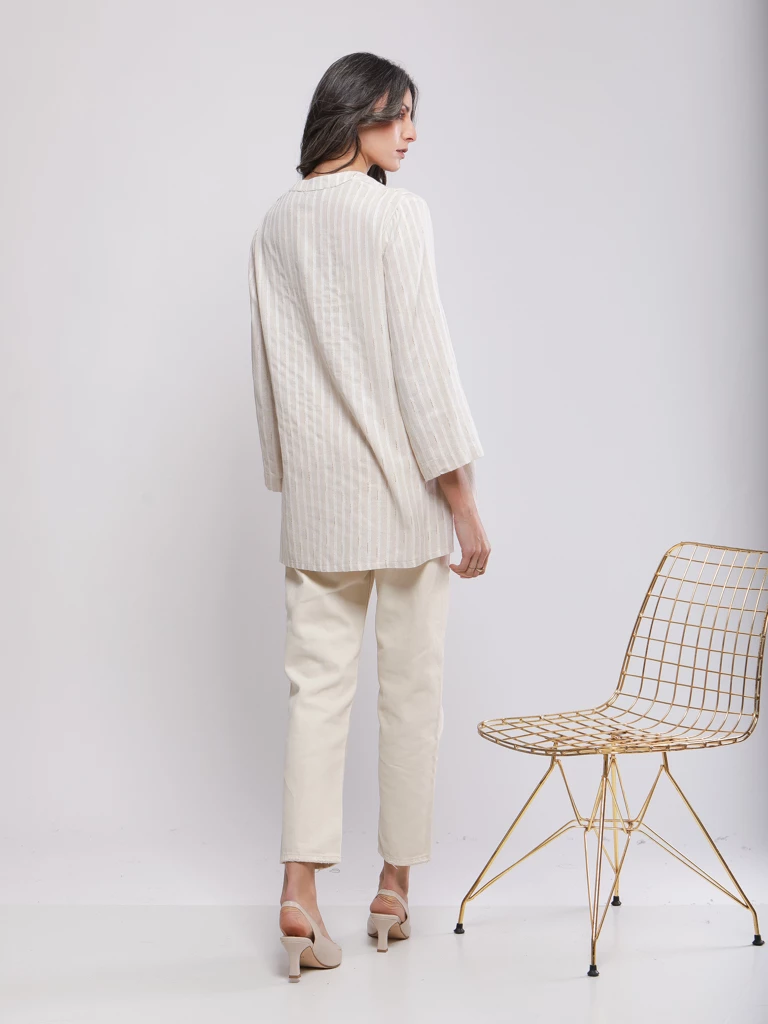 BLOUSE TUNIQUE FLUIDE RAYÉE MANCHES 3/4