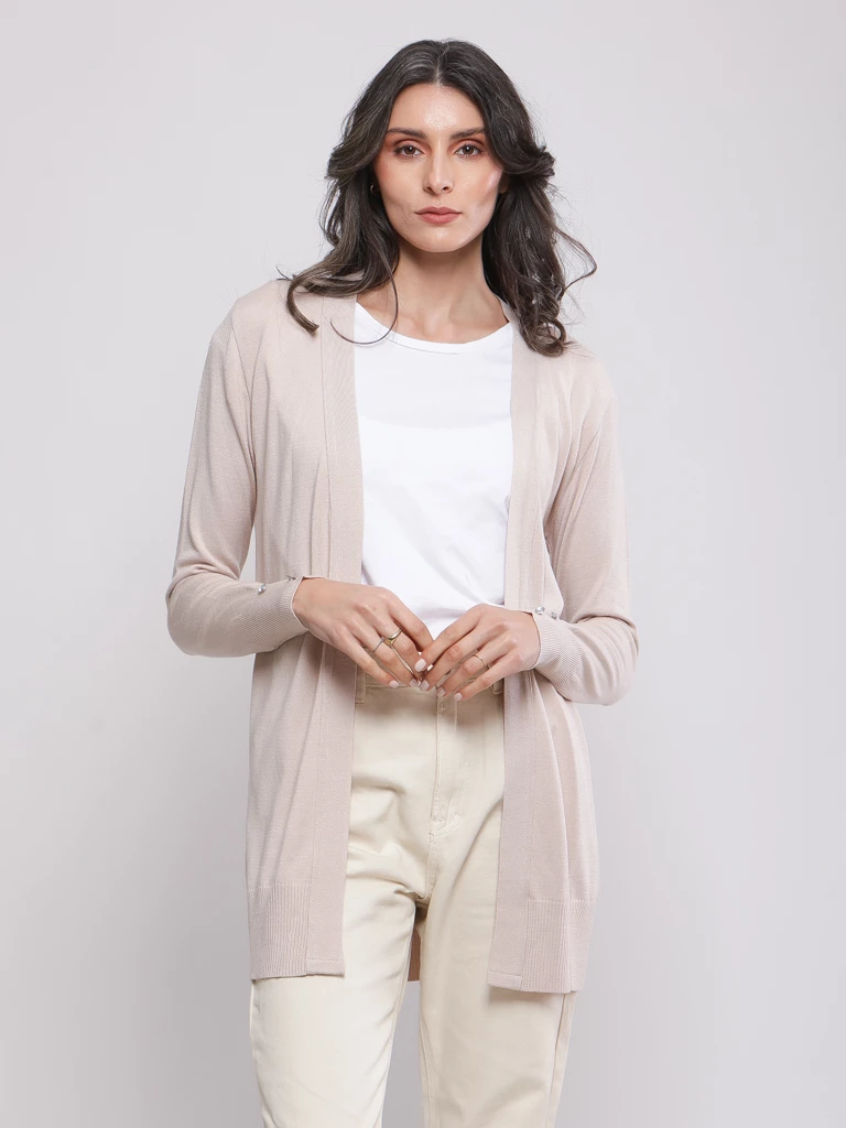 GILET OUVERT EN MAILLE FINE