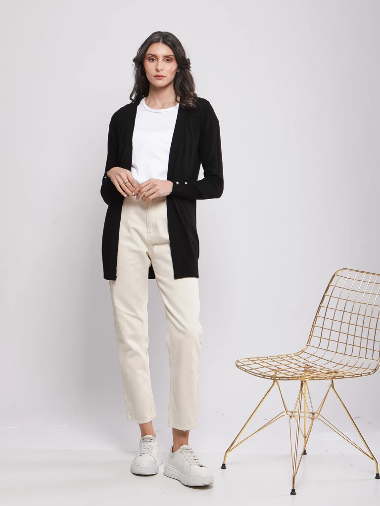 GILET OUVERT EN MAILLE FINE