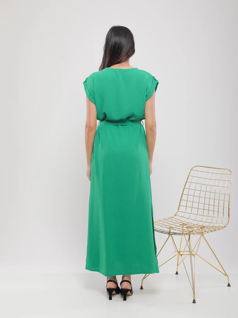 ROBE LONGUE COUPE DROITE AVEC VEINTURE A NOUER