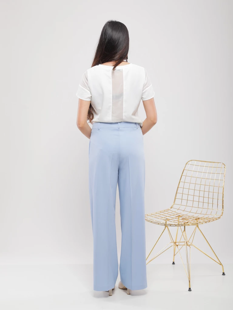 PANTALON WIDE LEG FLUIDE À PLIS