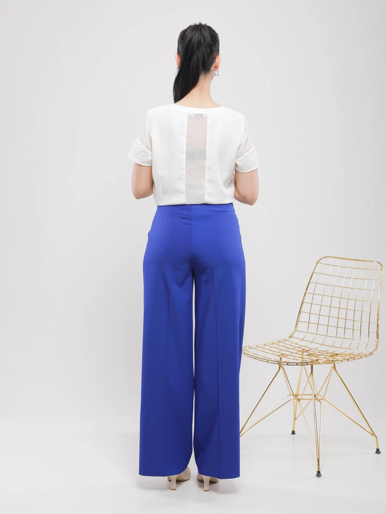 PANTALON WIDE LEG FLUIDE À PLIS
