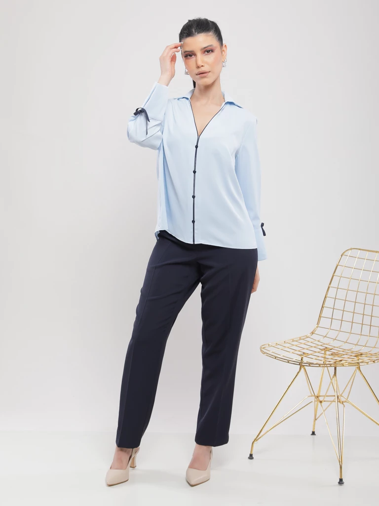 BLOUSE FLUIDE À LISERÉS CONTRASTÉS