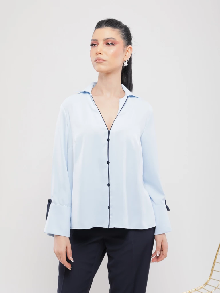 BLOUSE FLUIDE À LISERÉS CONTRASTÉS