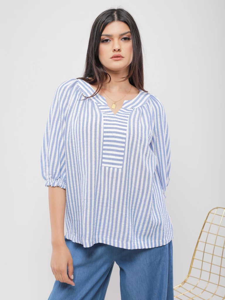 BLOUSE EN VISCOSE RAYÉE