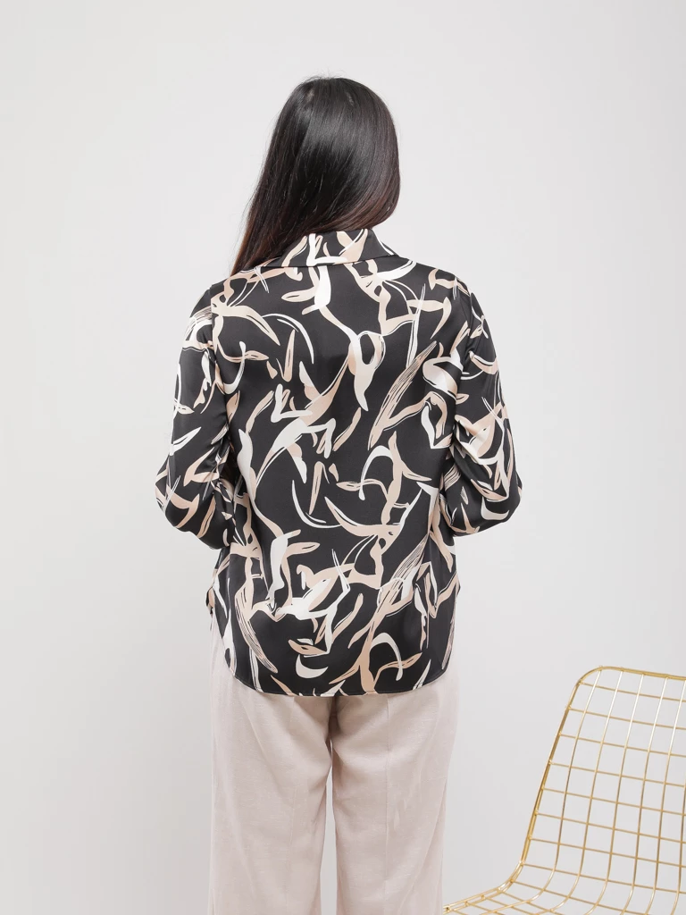 CHEMISE SATINÉE À MANCHES LONGUES