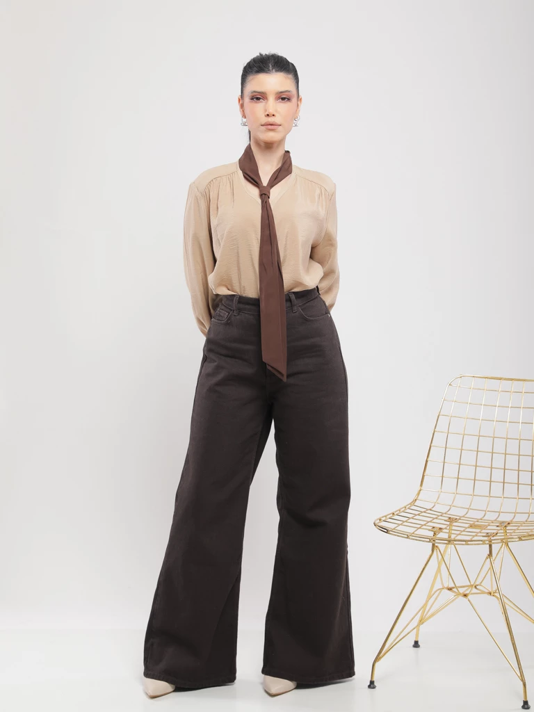 JEAN LARGE À TAILLE HAUTE