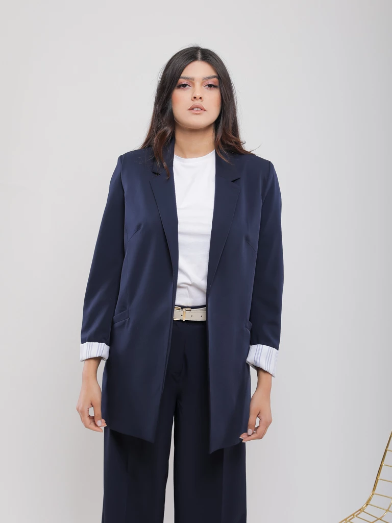 BLAZER FLUIDE À REVERS RAYÉS