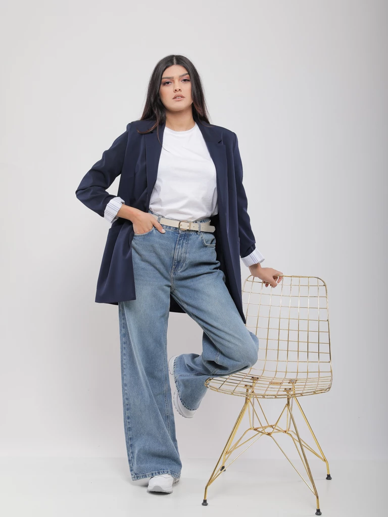 BLAZER FLUIDE À REVERS RAYÉS