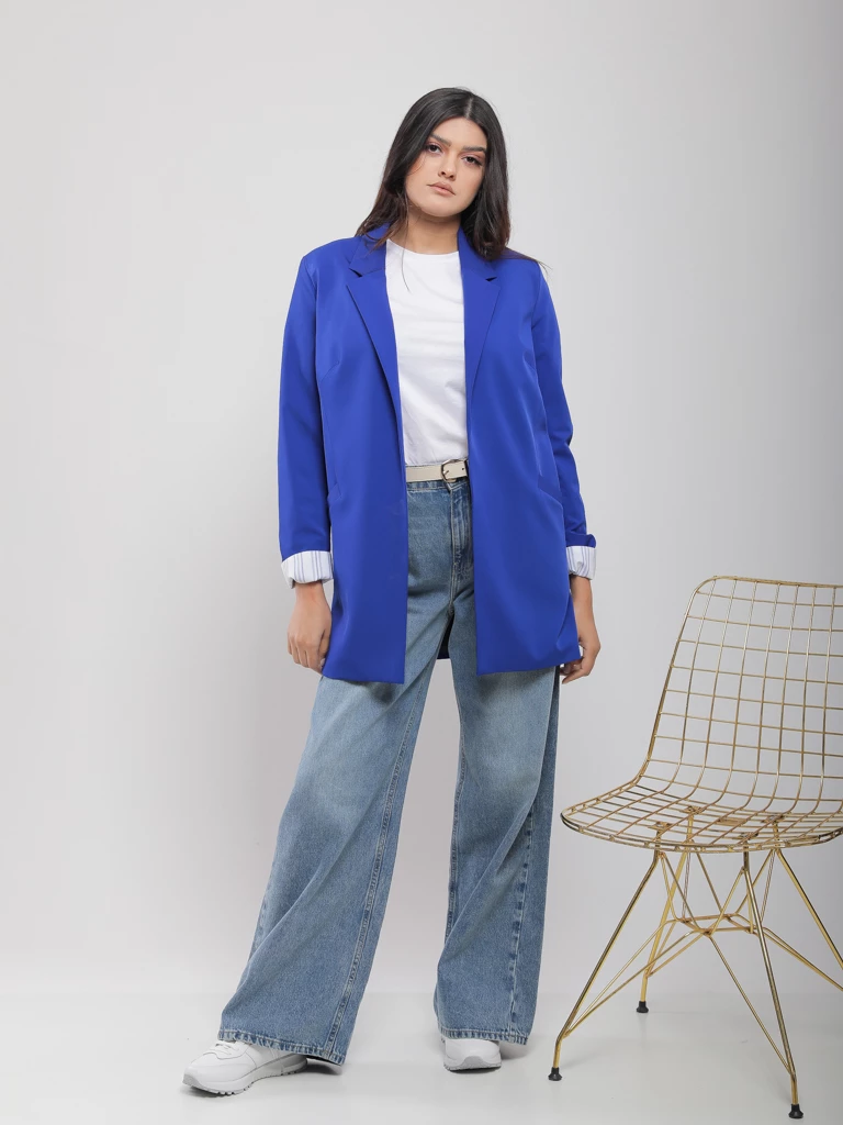 BLAZER FLUIDE À REVERS RAYÉS