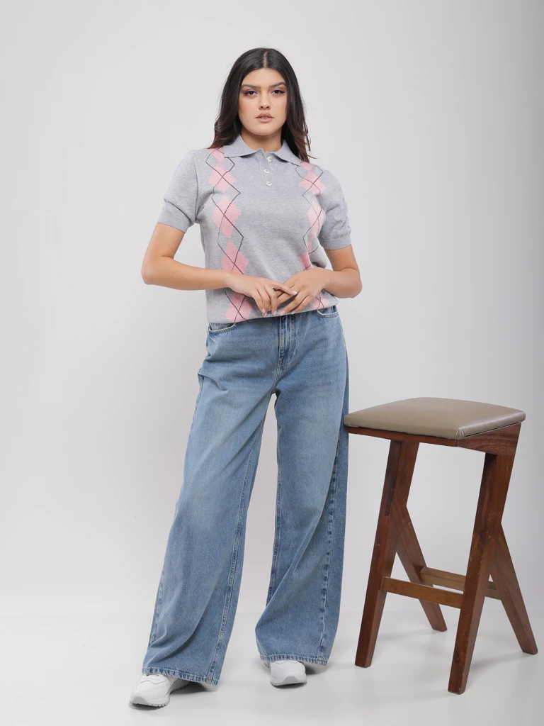 PULL POLO À LOSANGES