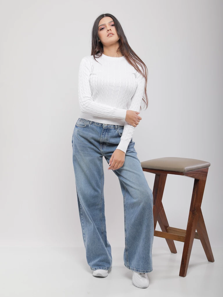 PULL TORSADÉ EN MAILLE DOUCE