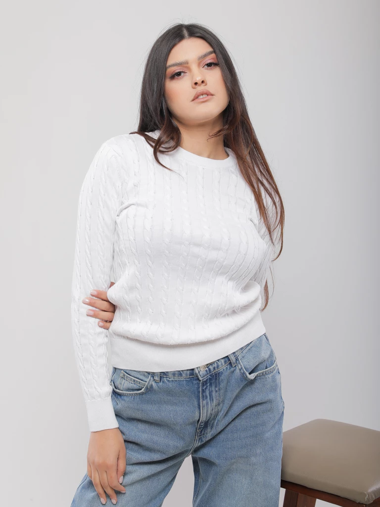 PULL TORSADÉ EN MAILLE DOUCE