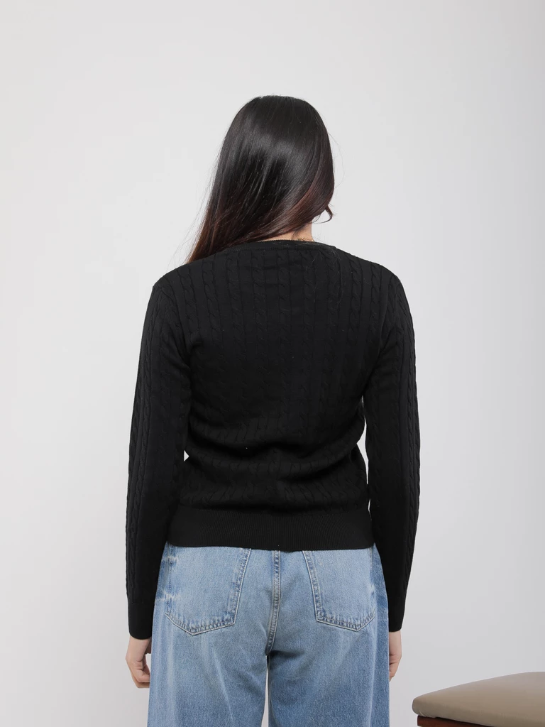 PULL EN MAILLE TORSADÉE COL V