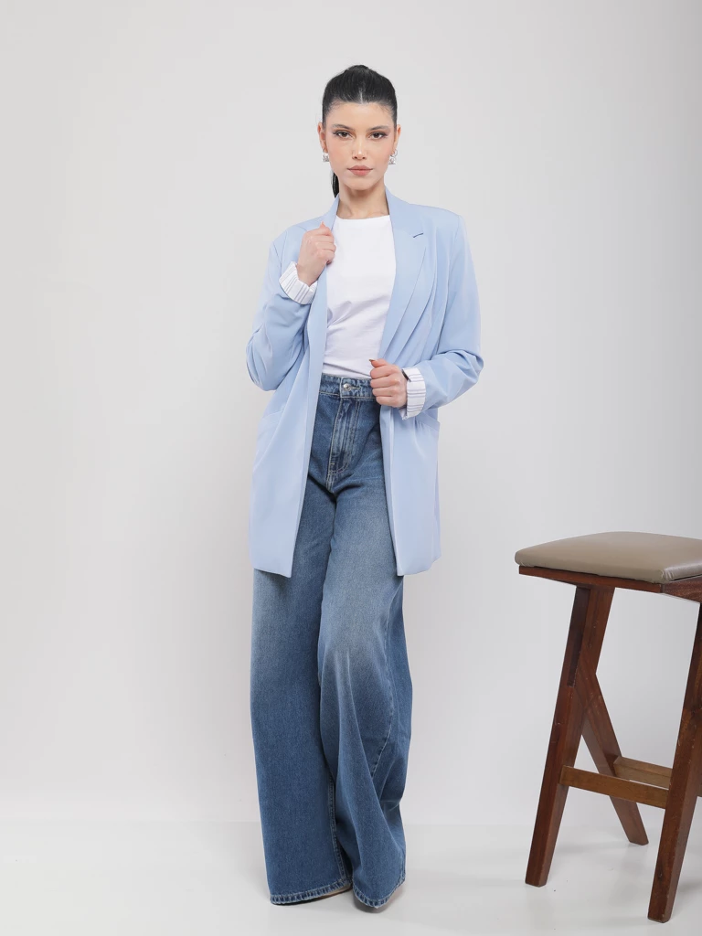 BLAZER FLUIDE À REVERS RAYÉS