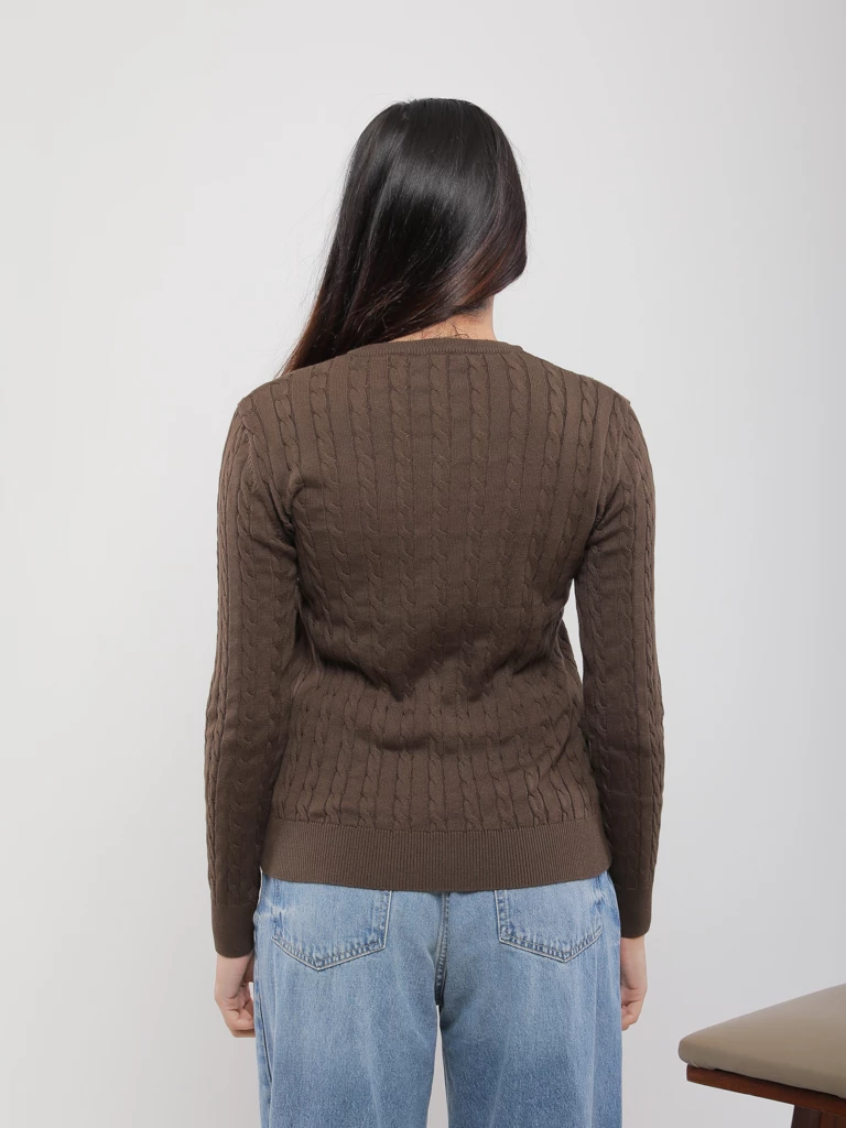 PULL EN MAILLE TORSADÉE COL V
