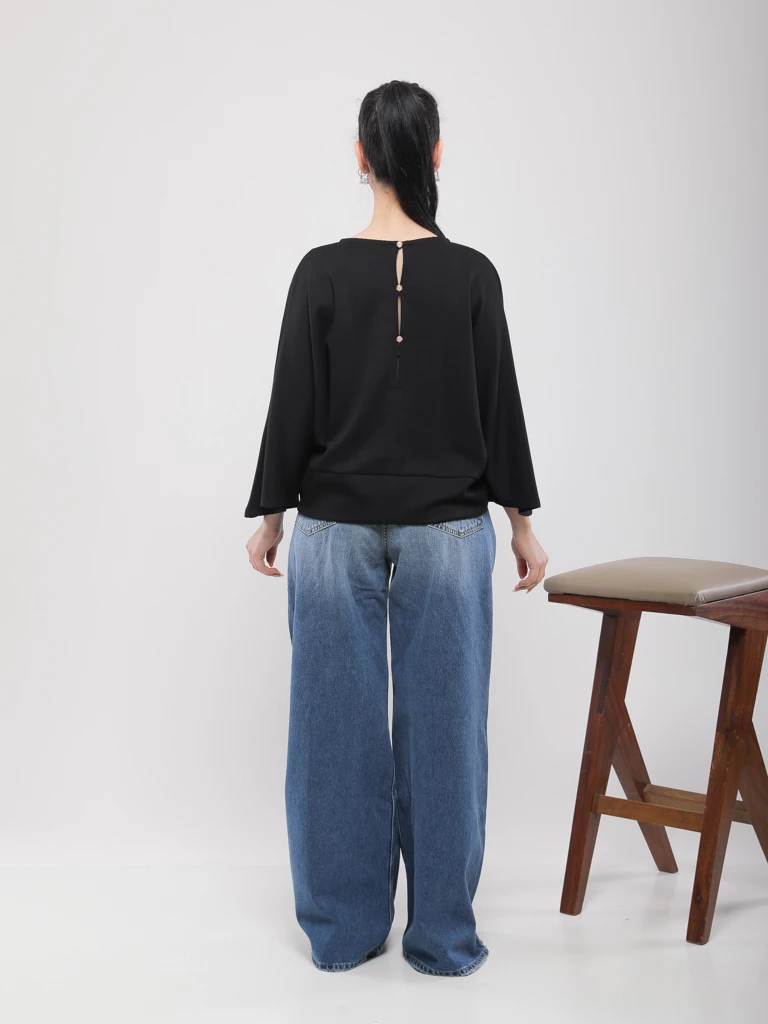 JEAN WIDE LEG DÉCONTRACTÉ À FINITION DÉLAVÉE