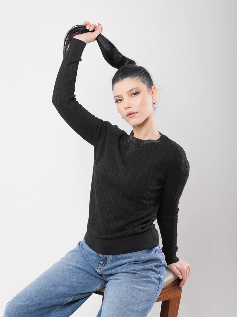 PULL TORSADÉ EN MAILLE DOUCE