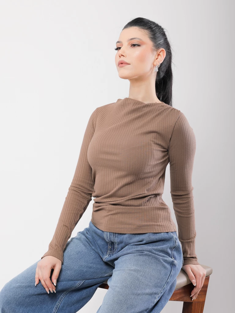 T-SHIRT À COL ROND ET MANCHES LONGUES