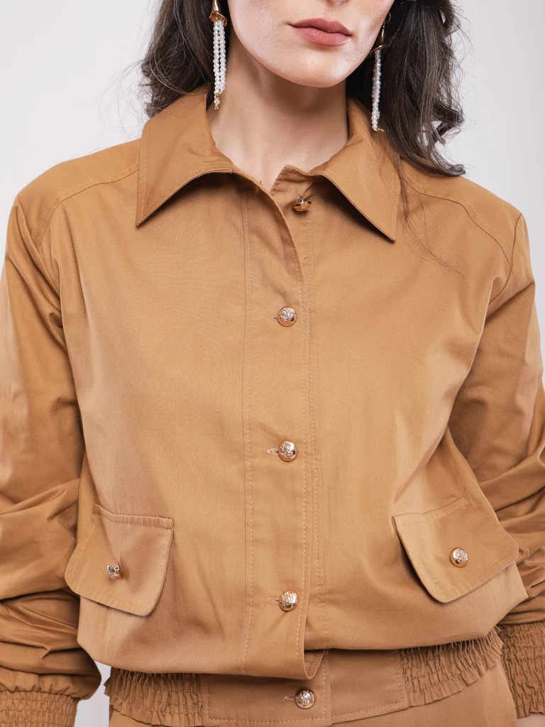 BLOUSON AJUSTÉ À TAILLE SMOKÉE