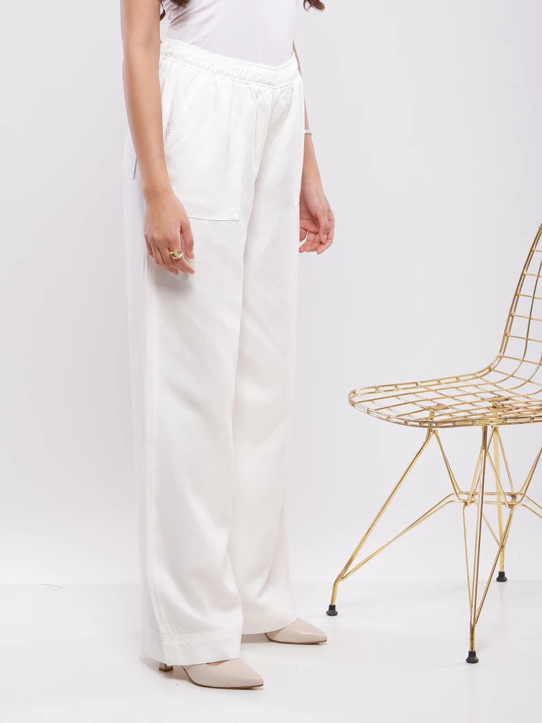 PANTALON LARGE À TAILLE ÉLASTIQUE