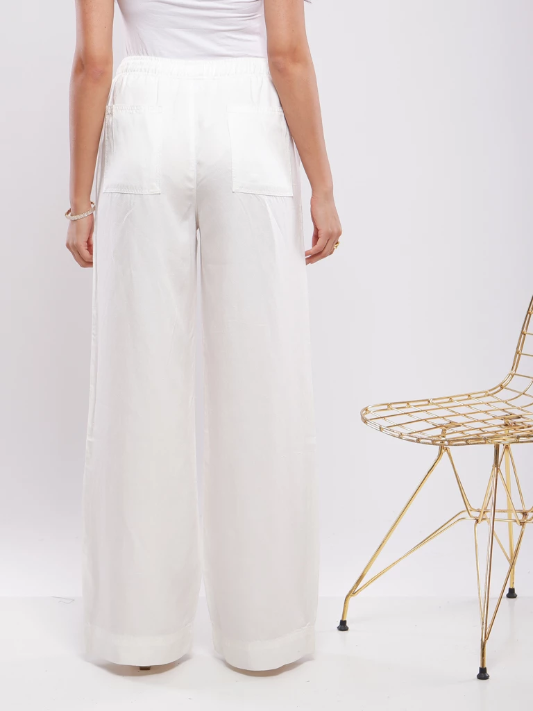 PANTALON LARGE À TAILLE ÉLASTIQUE