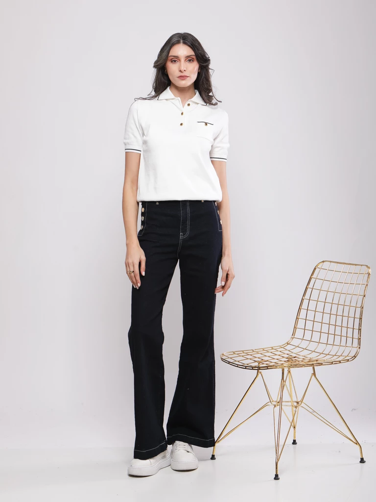 PULL EN MAILLE FINE À COL POLO