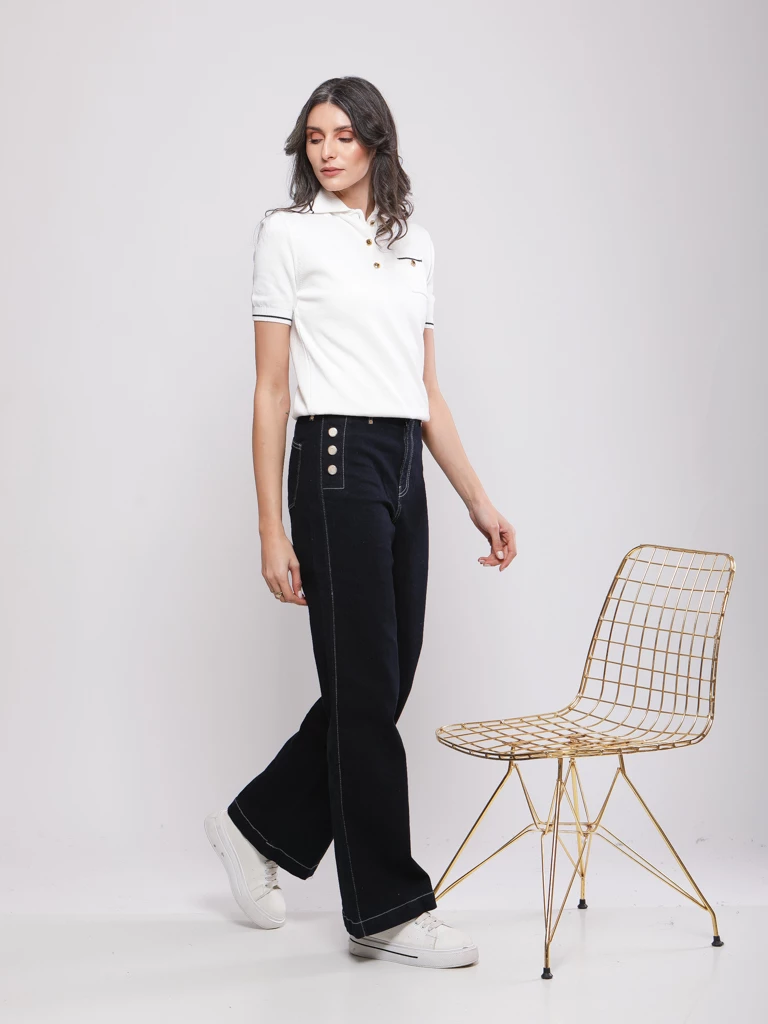 PULL EN MAILLE FINE À COL POLO