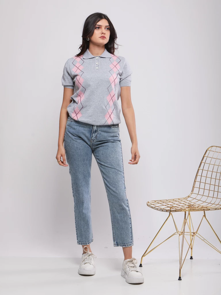 PULL EN MAILLE A LOSSANGE