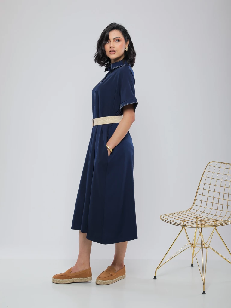 ROBE CHEMISE MIDI AVEC CEINTURE