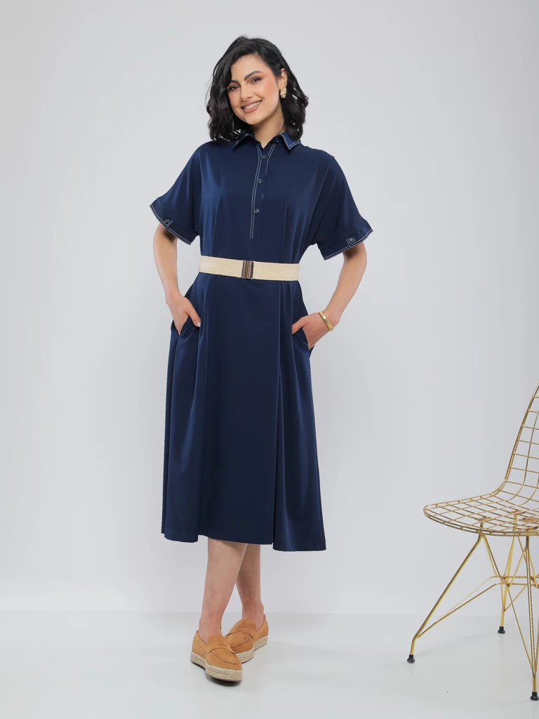 ROBE CHEMISE MIDI AVEC CEINTURE