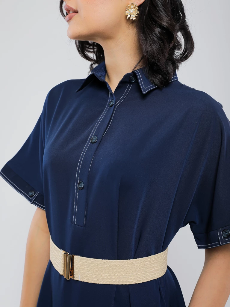 ROBE CHEMISE MIDI AVEC CEINTURE