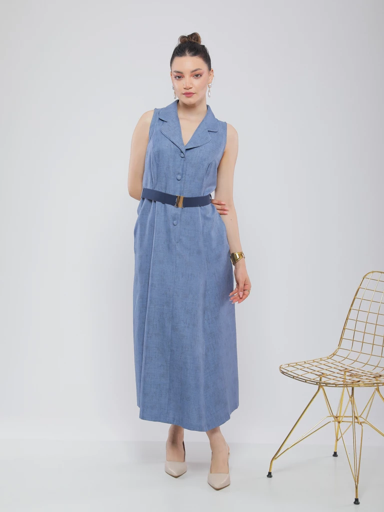 ROBE M- LONGUE À COL REVERS