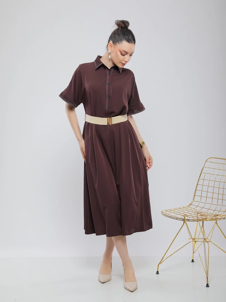 ROBE CHEMISE MIDI AVEC CEINTURE