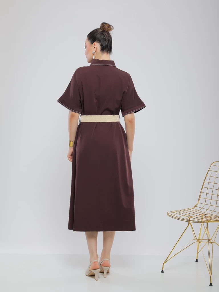 ROBE CHEMISE MIDI AVEC CEINTURE